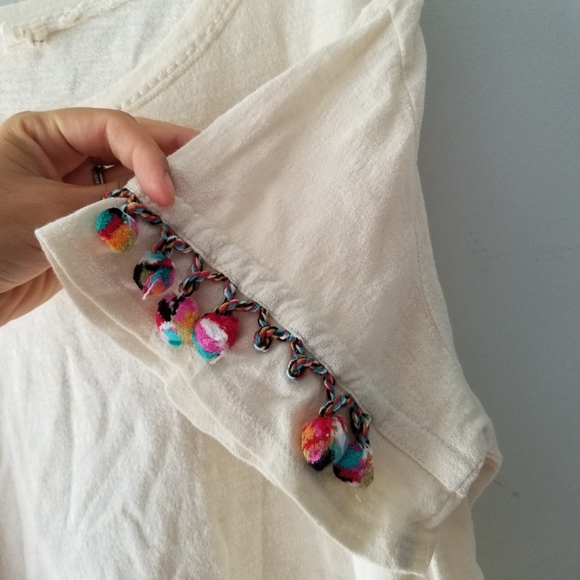 Anthropologie Lilka Cream Pom Pom Tee - Picture 6 of 9